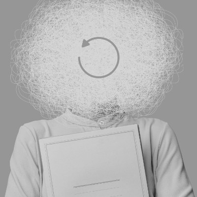 Young Lady with Mindsets Young Lady with Clouded Face and Grey Reset Icon